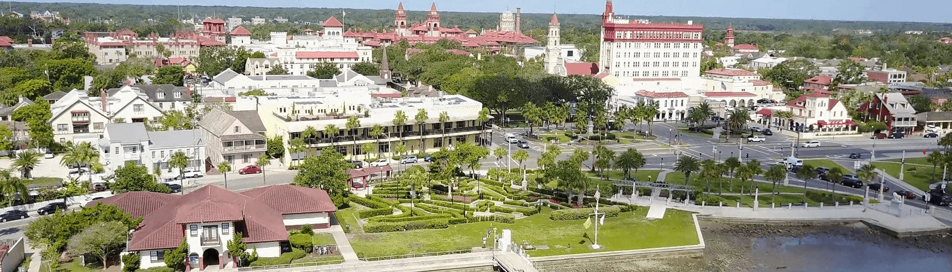 Aerial photo of historic St. Augustine near water line